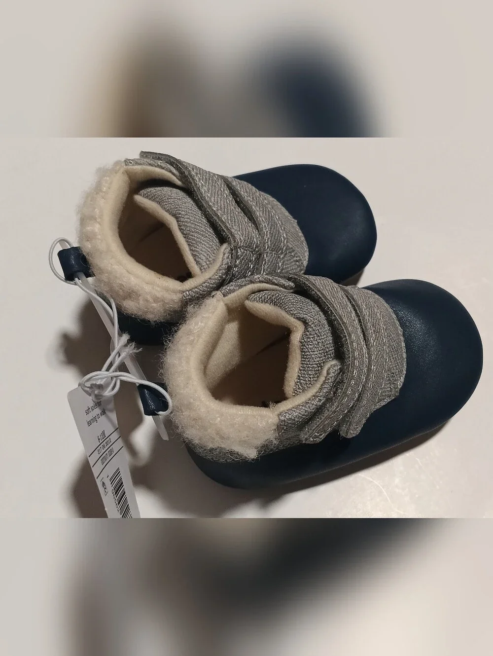 Carter's Baby Boys Navy and Gray Soft Moccasin Booties 6-12 M Brand New